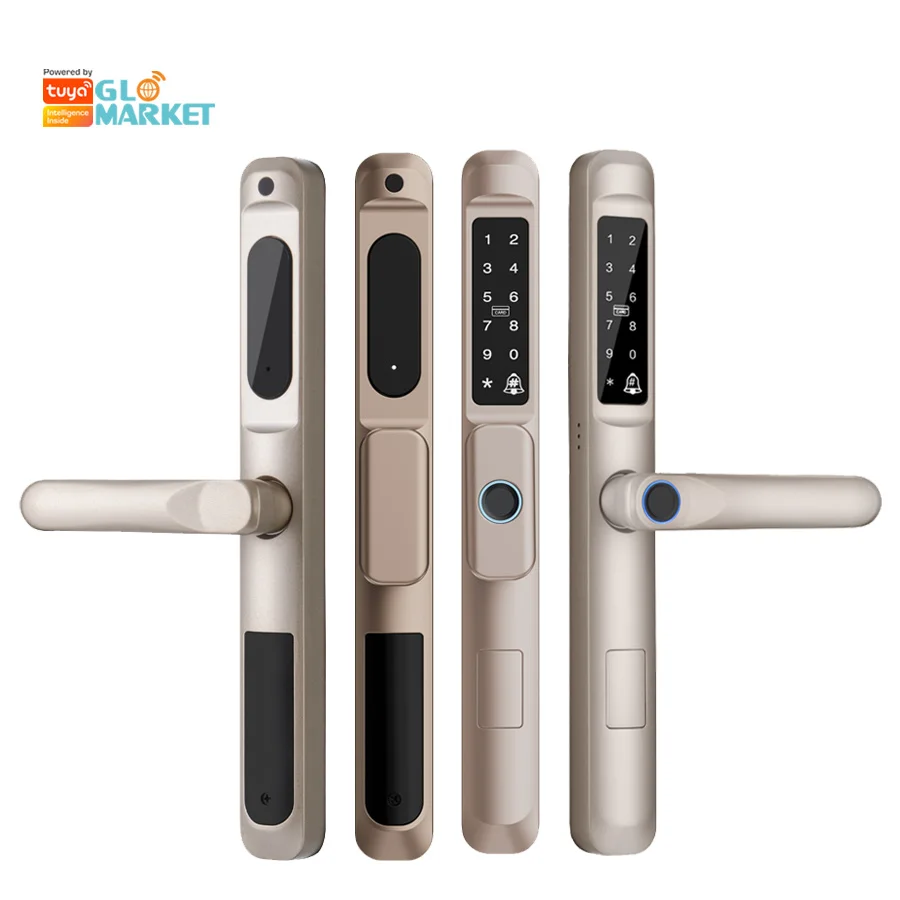 

Waterproof Smart App Broken Bridge Intelligent Narrow Door Digital Fingerprint Lock Tuya Wifi Aluminum Sliding Door Lock