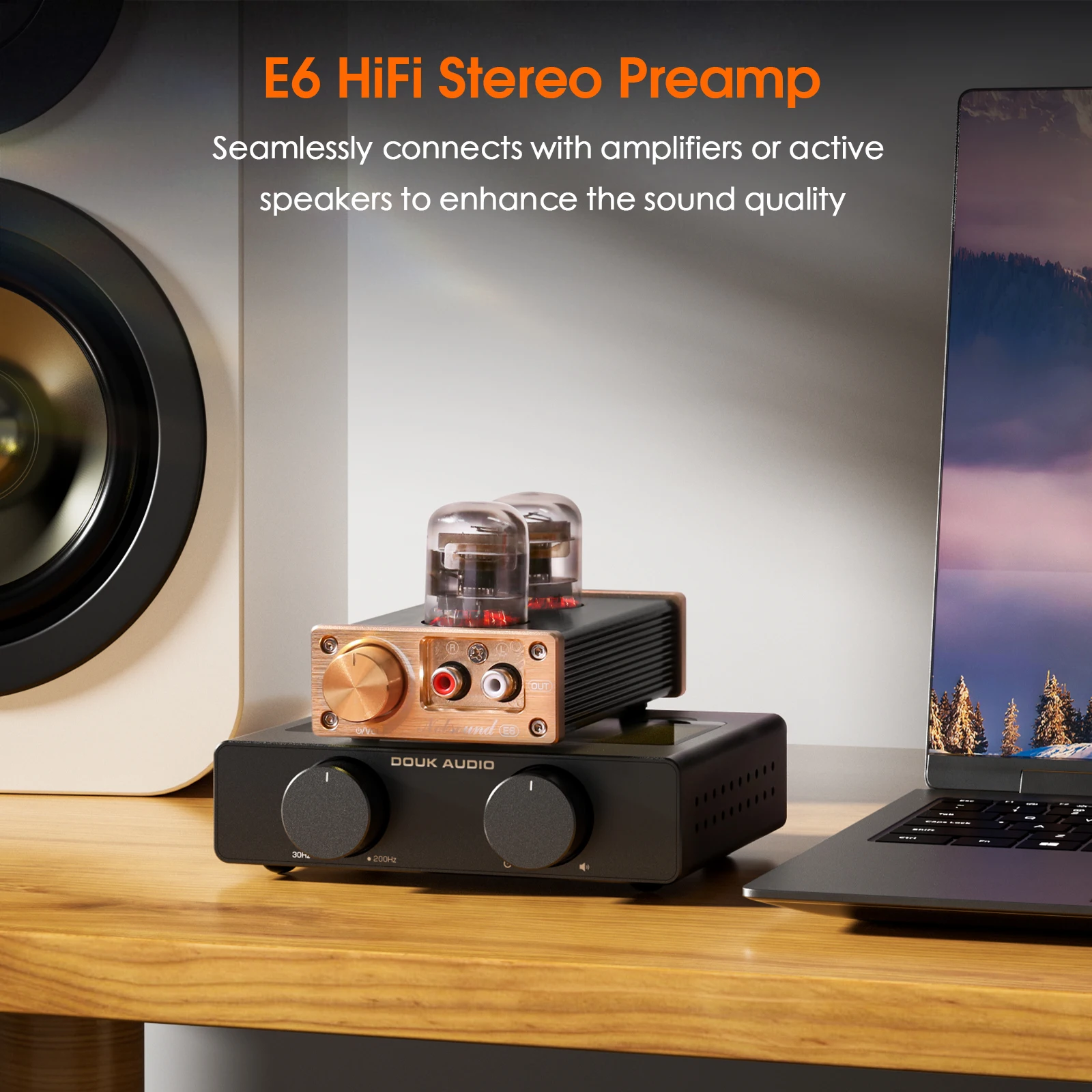 Nobsound E6 Mini Direct Heated Valve Tube Preamp Home Desk Stereo Audio Class A Pre-amplifier