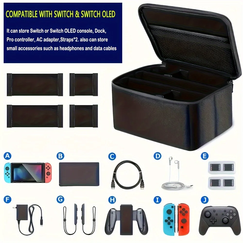 مناسبة لحقيبة تخزين السفر Switch OLED/Lite، وصندوق حماية ملحقات المضيف، وحقيبة التبديل المحمولة، وحجرة قابلة للفصل
