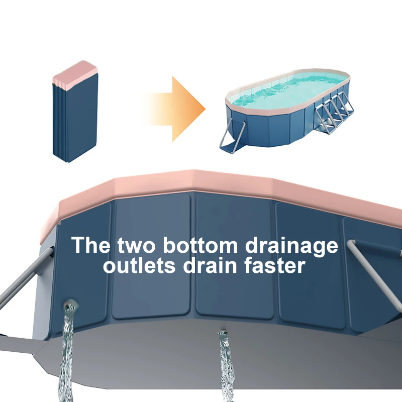 حمام سباحة قابل للطي من مادة PVC بطول 2.8 متر، غير قابل للنفخ في الهواء الطلق، فناء الشاطئ، حديقة الصيف، حمام سباحة للتبريد للأطفال العائليين