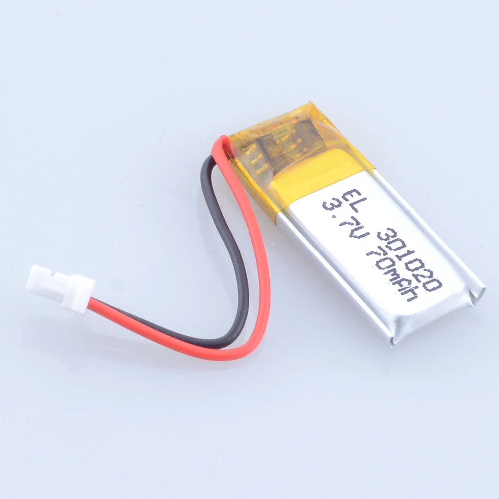3.7 فولت 70 مللي أمبير 301020   بوليمر يبو ليثيوم بطارية JST 2Pin 1.0 مللي متر موصل لسماعات الرأس سمّاعات بلوتوث نظارات ثلاثية الأبعاد