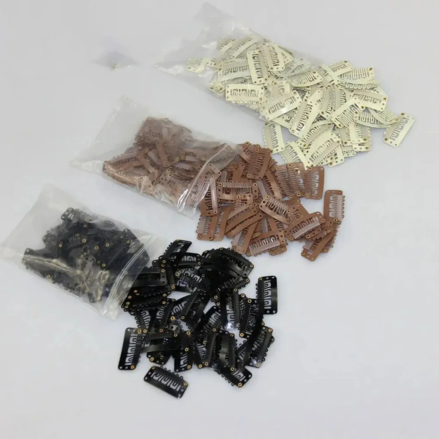 

50pcs 2.3cm-3.2cm Black Brown Color Wig Clips Snap Clip For Hair Extension Wig Weft Wig PP Hairpins Large Clips Styling Tools