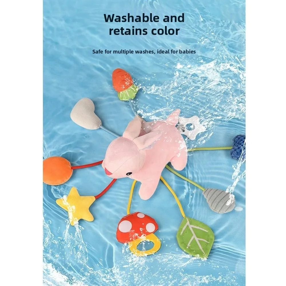 Simpatico design animale Passeggino sensoriale Ornamenti appesi Impugnatura a mano Pull String Baby Pull String Toys Morbido massaggiagengive Specchio distorsionante