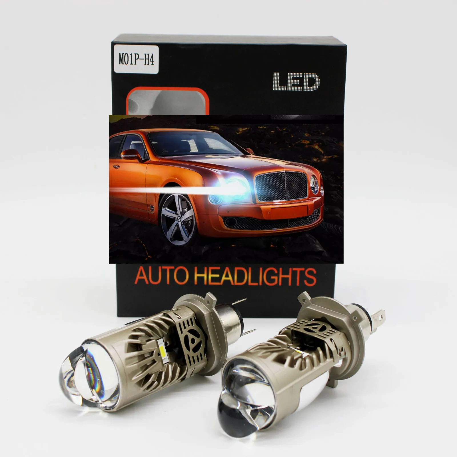 H4 LED Bulbs projector Lens  150w Kit Headlight Combo High Low Beam15000lm 6500K Super White Bright