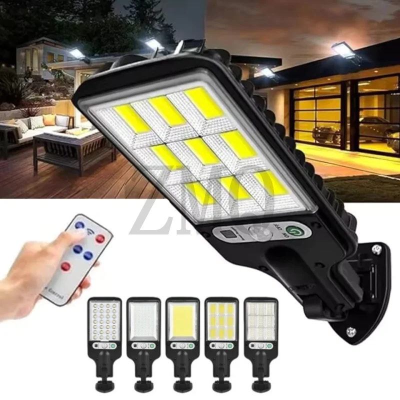 Solar Outdoor LED Courtyard Wall Lamp Waterproof Motion Sensor 3 Mode Security Lighting Street Light for Garden Patio Path