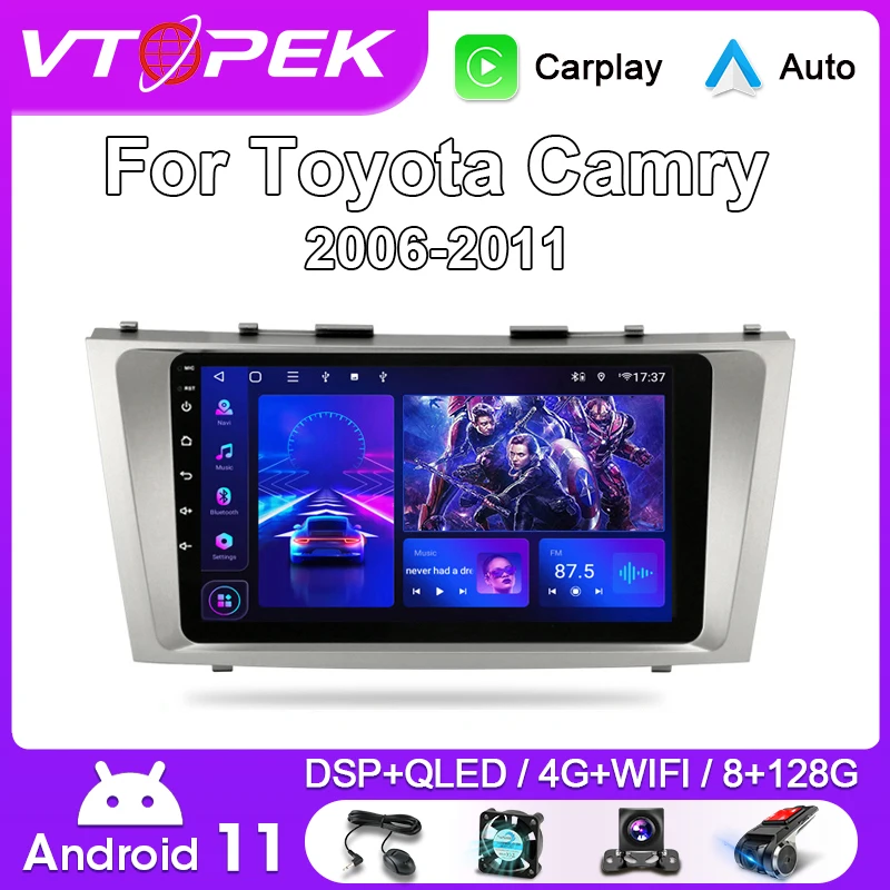 Автомагнитола Vtopek для Toyota Camry 7, XV, 40, 50, 2006-2011, 2 Din