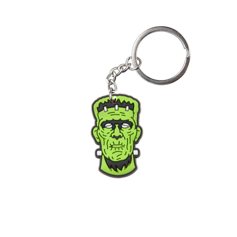 1pcs Green Clown Ghost Horror Movie Keychains Black Heart Nun Keyrings Key Chains White Skeleton Key Rings Kid Halloween Gift