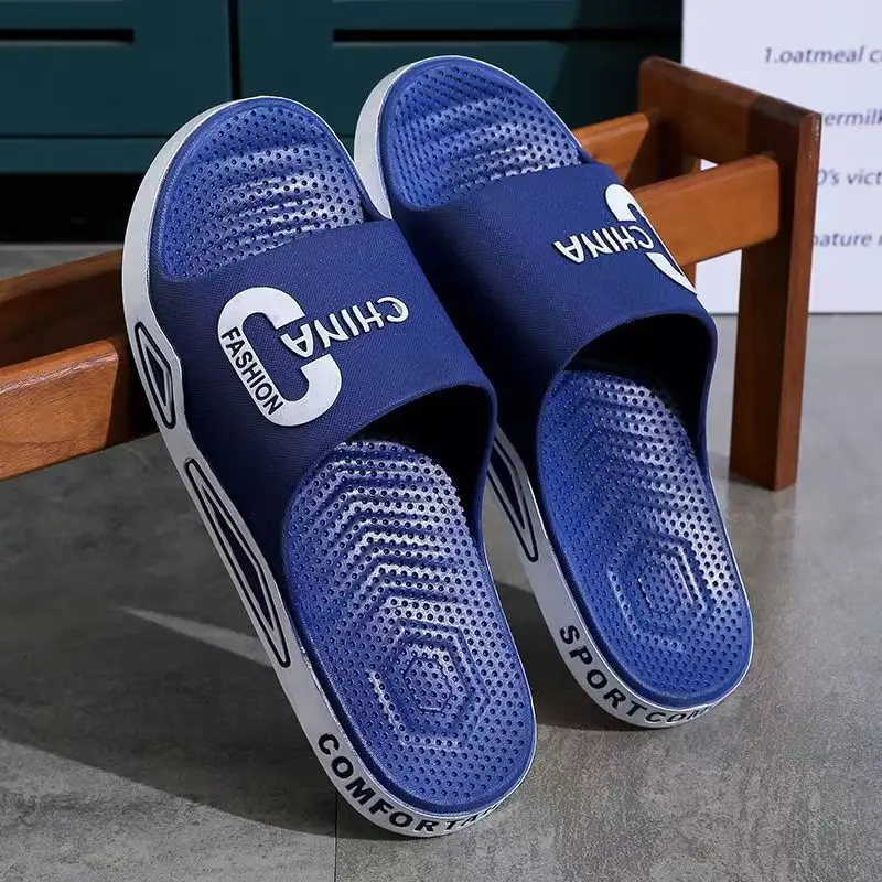 Summer Man's One Word Casual Slippers Soft Bottom Non Slip Were Resistant Anti Odor Home Casual Slippers Bathroom Slippers