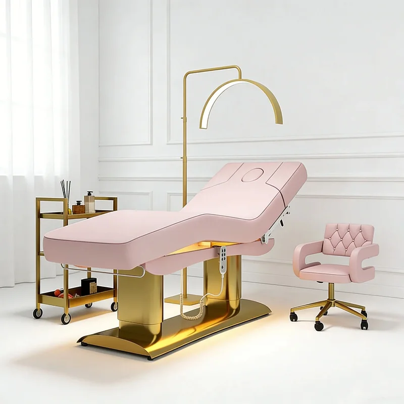 Xinman Modern Style Curved Adjustable Foldable Electric Spa Equipment Massage Facial Care Bed Salon Beauty