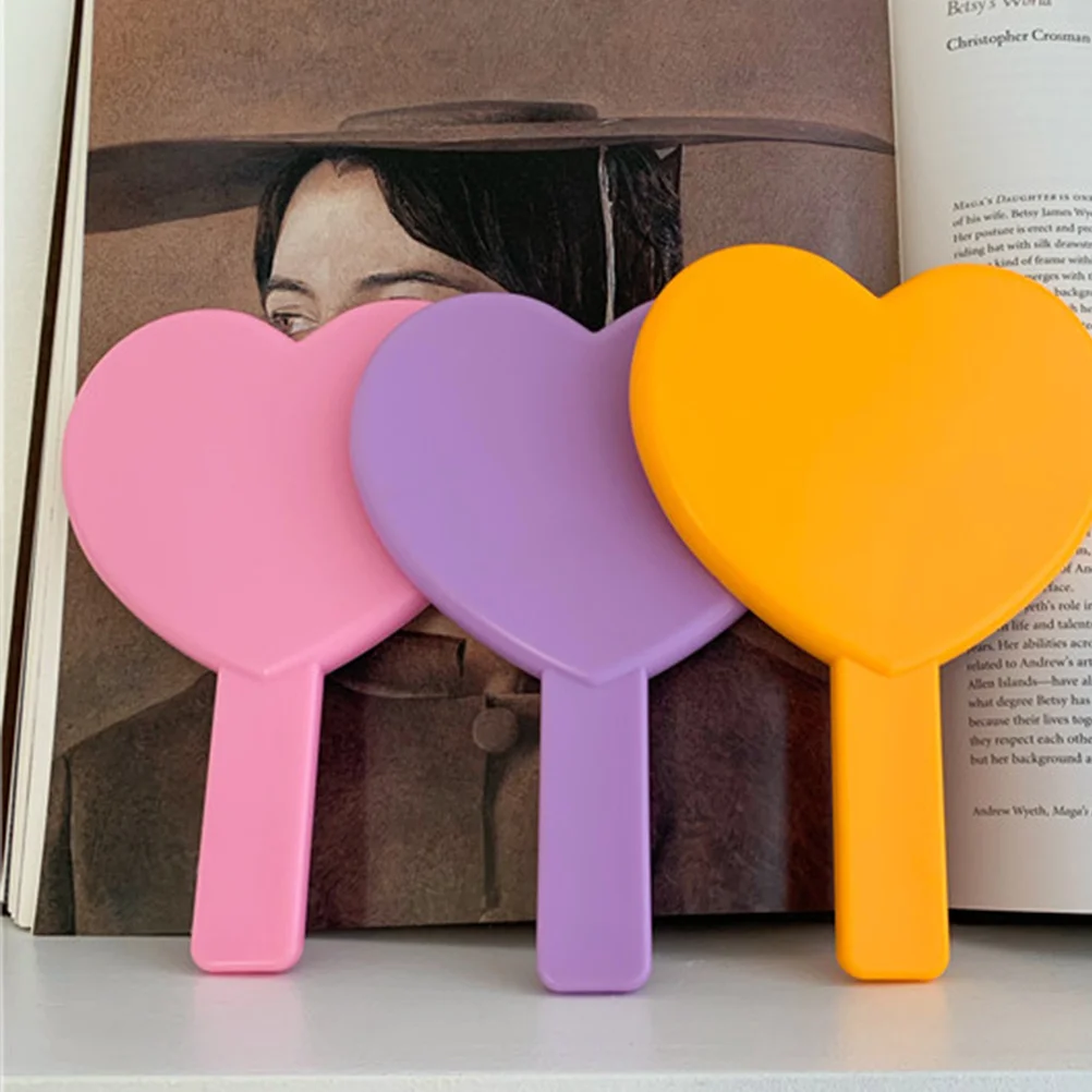 

2Pcs Heart Mirror Portable Compact Small Durable Makeup Mirror Clear Hd Surface Gift for Ladies Women