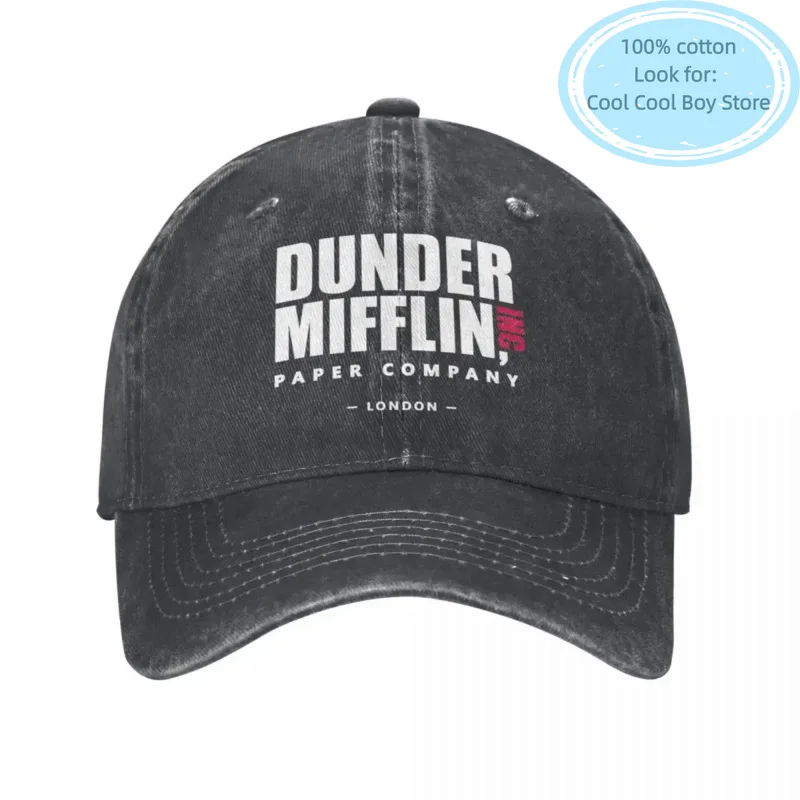 Dunder Mifflin London Baseball Cap Distressed Washed The Office Paper Company Snapback Hat Outdoor Activities Adjustable Hats