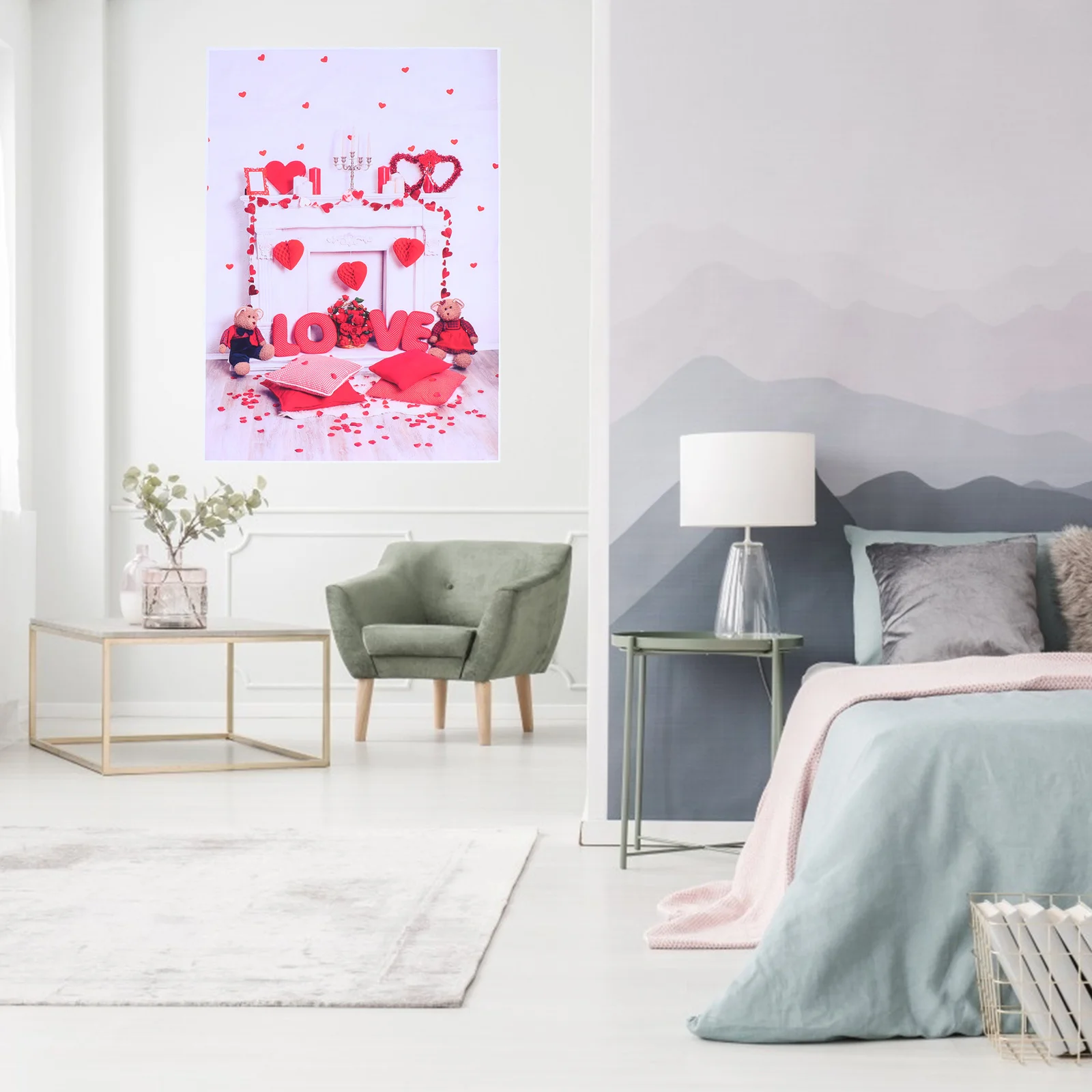 

Love Heart Photography Background Cloth Valentine's Day Romantic Backdrop Photo Booth Party Backdrop Wall Hanging Dorm