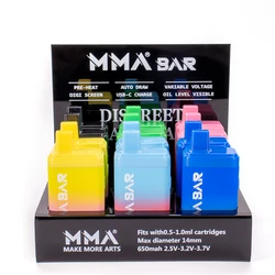 MMABAR 650mAh Preheating Rechargeable Battery Vape Box Mod Digital Screen Visual Oil Level Indicator with 1.0ml Empty Cartridges