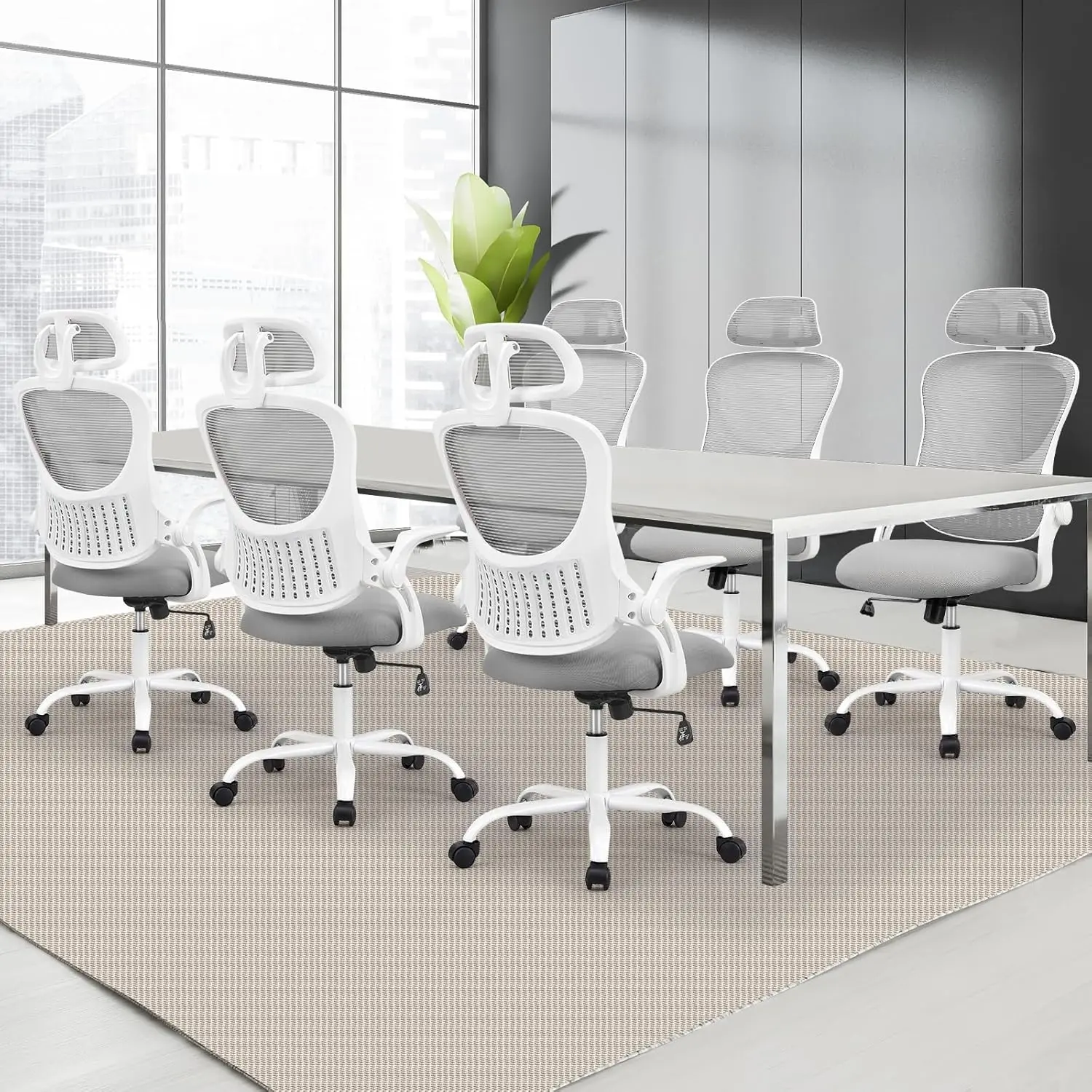 Office chair, ergonomic computer-managed executive chair, high back rotating work chair with wheels, lumbar support