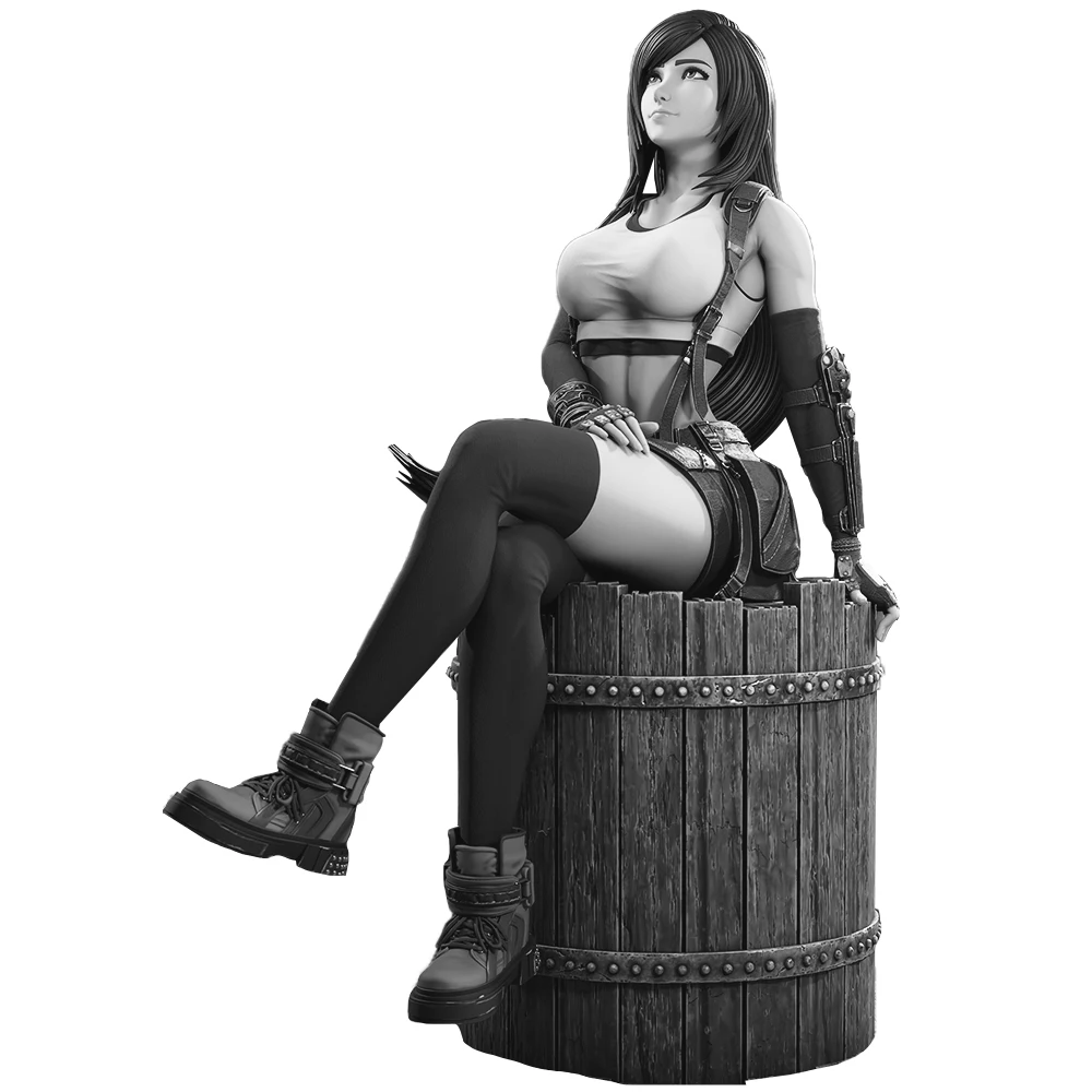 1:18 Scale High-Detail Valiant Female =Anime Figure Tifa- 3D Resin Miniatures | Unpainted Model Kit (A1019)