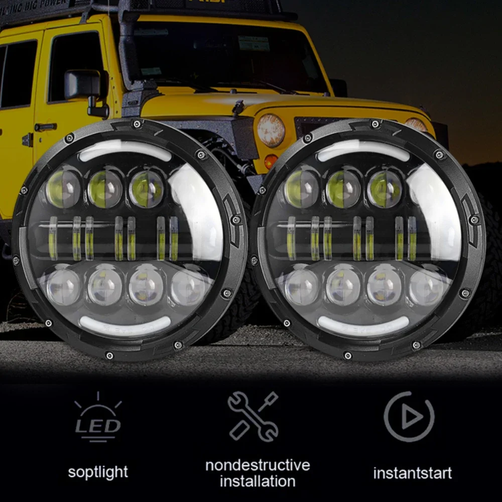 

7 Inch Car Headlight Work Spot Universal LED Super Bright Light Hi/Low Turn Signal For Truck JEEP Hummer Accessories 12V 24V