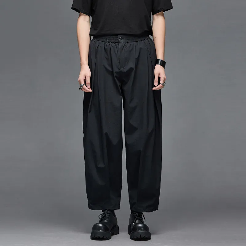 High Quality Cool Feeling Spring and Summer Black Designer Japanese-Style Retro Loose and Simple Lantern Wide Leg Cropped Pants