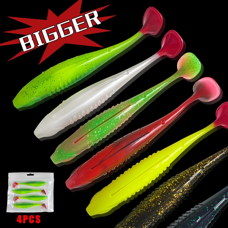 4 Stück weiche Angelköder mit 2 Liple-Haken, einzigartige vibrierende Schwimmaction, gut gefertigte Angelköder für Barsch, Forelle, Crappie Walleye – Detail 1