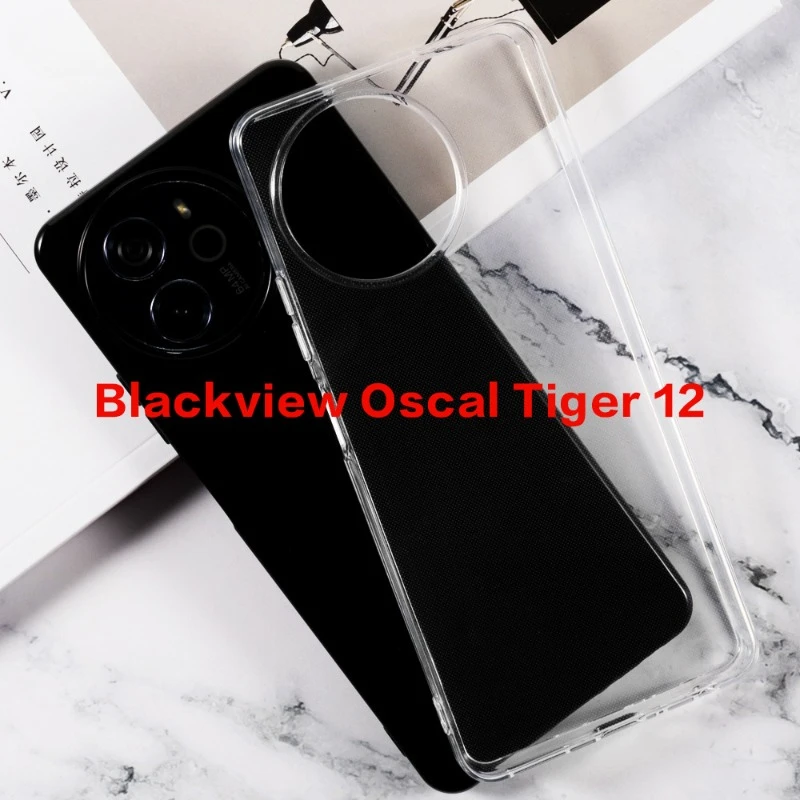 Soft Silicone Phone Case for  Blackview Oscal Tiger 12 TPU Back Cover Black Transparent Cases for Oscal Tiger12 Protective Shell