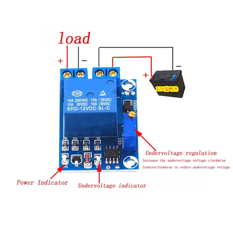 DC 12V Battery Undervoltage Low Voltage Cut off Automatic Switch Recovery Protection Module Charging Controller Protection Board image 3