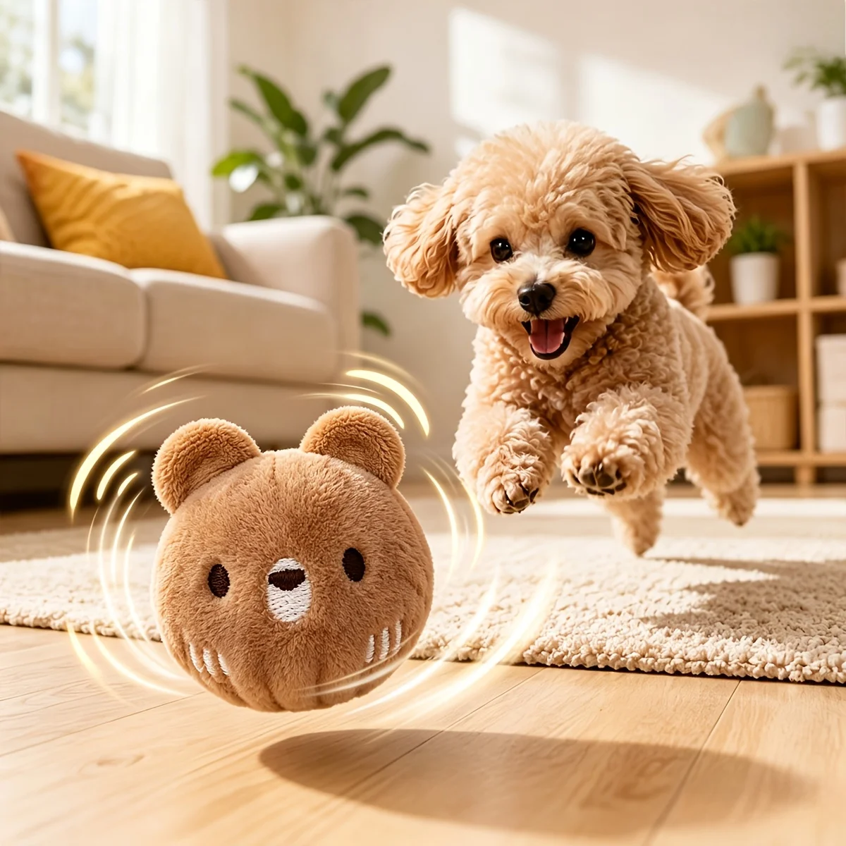 Brown Little Panda Bouncing Squeaky Ball, Cat Scratching Ball, Pet Toy, Unleashes Cats' and Dogs' Natural Instincts