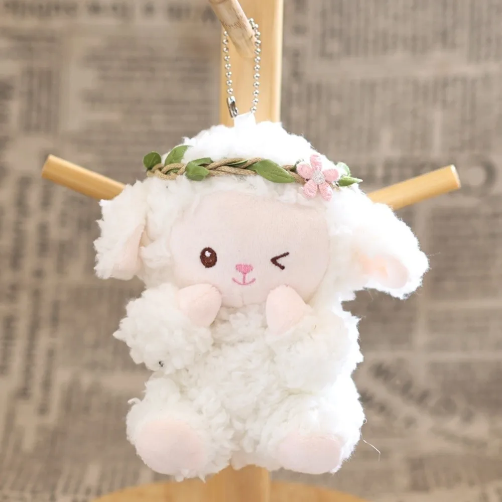 Wreath Flower Mini Sheep Plush Keychain Cartoon Lamb Sheep Plush Pendant Soft Sheep Soft Lamb Doll Ornament - view 5