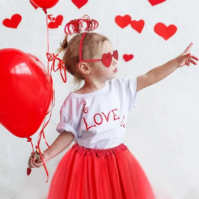 Mädchen 3 Schichten Tüll Tutu Röcke mit Herz Brille Pferdes chwanz Stirnband Geburtstag Tanz Ballett Cosplay Party Kleider Lieferungen gesetzt