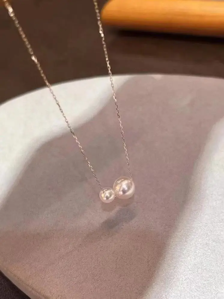 

Certificated S925 Pure Silver Natural Double Pearl Chain Necklace Twin-beads Choker Freshwater Pearl Classic Women Fine Jewelry