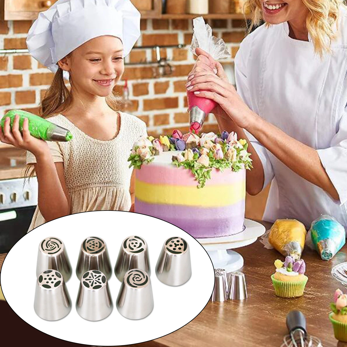 

13Pcs Russian Tulip Icing Piping Nozzles Stainless Steel Flower CreamPastry Tips Nozzles Bag Cupcake Cake Decorating Tools Molds
