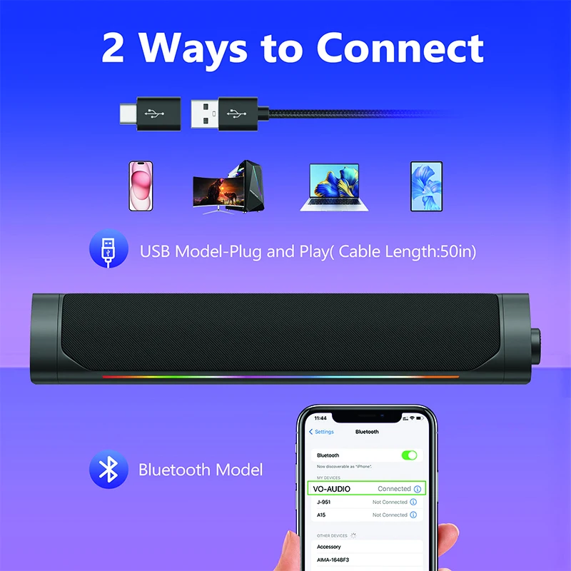 

U16 computer wired speaker USB port LED rainbow lights cool stereo sound effects desktop laptop speaker