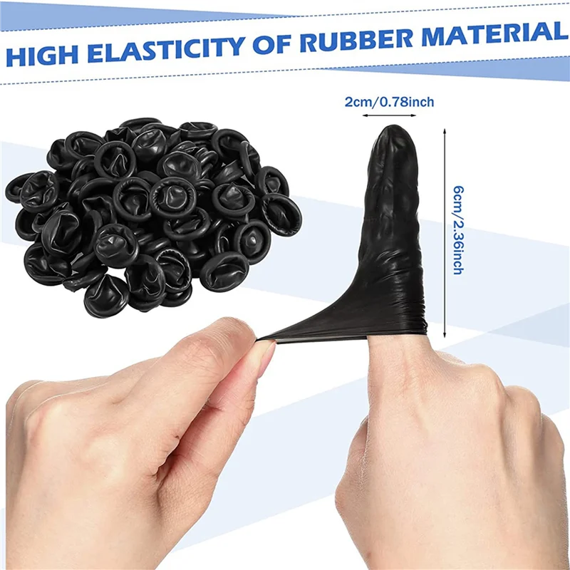 A99E-4000 Pcs Disposable Latex Finger Cots Protective Fingertips Gloves Black Anti Static Finger Cots Rubber Finger Sleeves