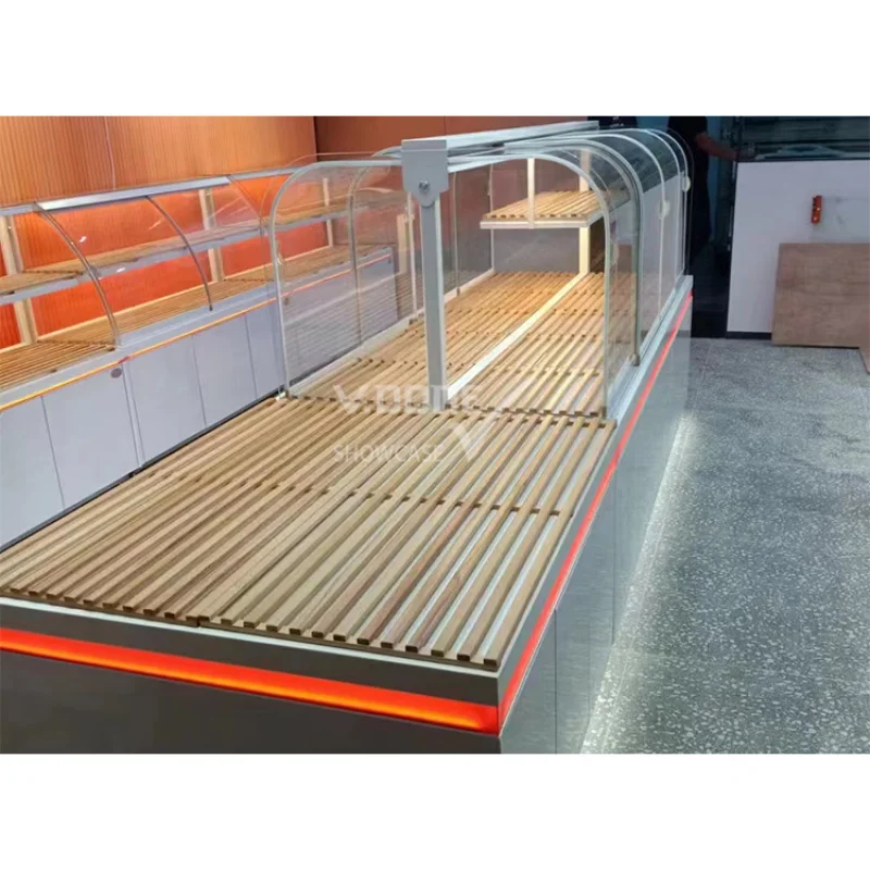 

Customize.Sale Double-Sided Desktop/Vertical Bakery Display Showcase Direct Cooling Coffee Cake Shop Light Duty Supermarket