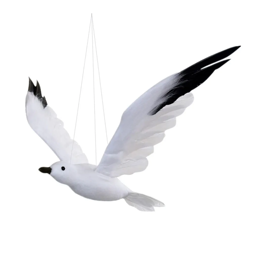 Craft Simulated Seagull Statue Ornament White Handmade 25*22*4.5 Cm Feathered Flying Seagull Foam Bird Druable