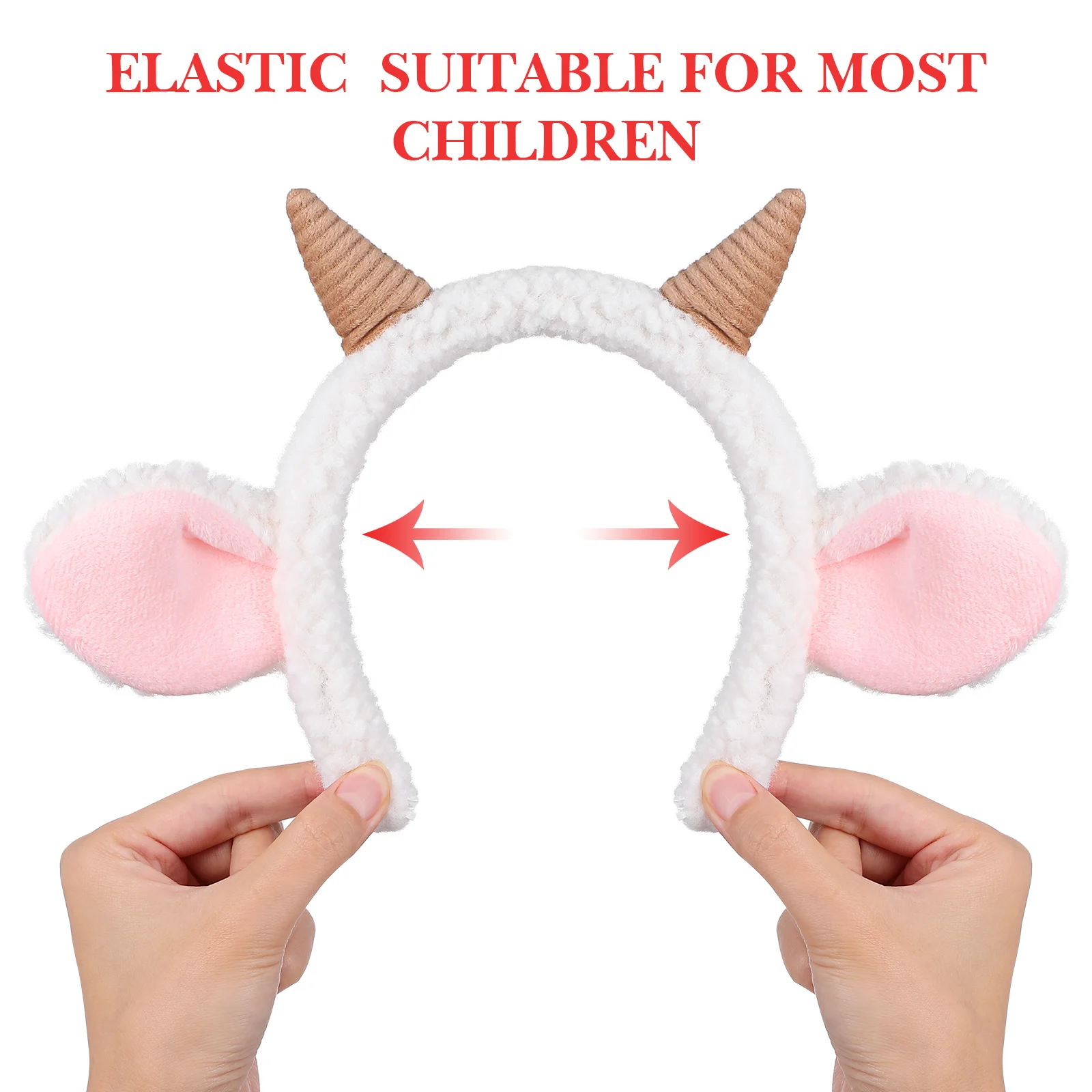 Plush Sheep Ears Horn Headband Cartoon Hair Hoop Lamb Costume Accessory Sheep Ears Hairband Halloween Hair Accessory