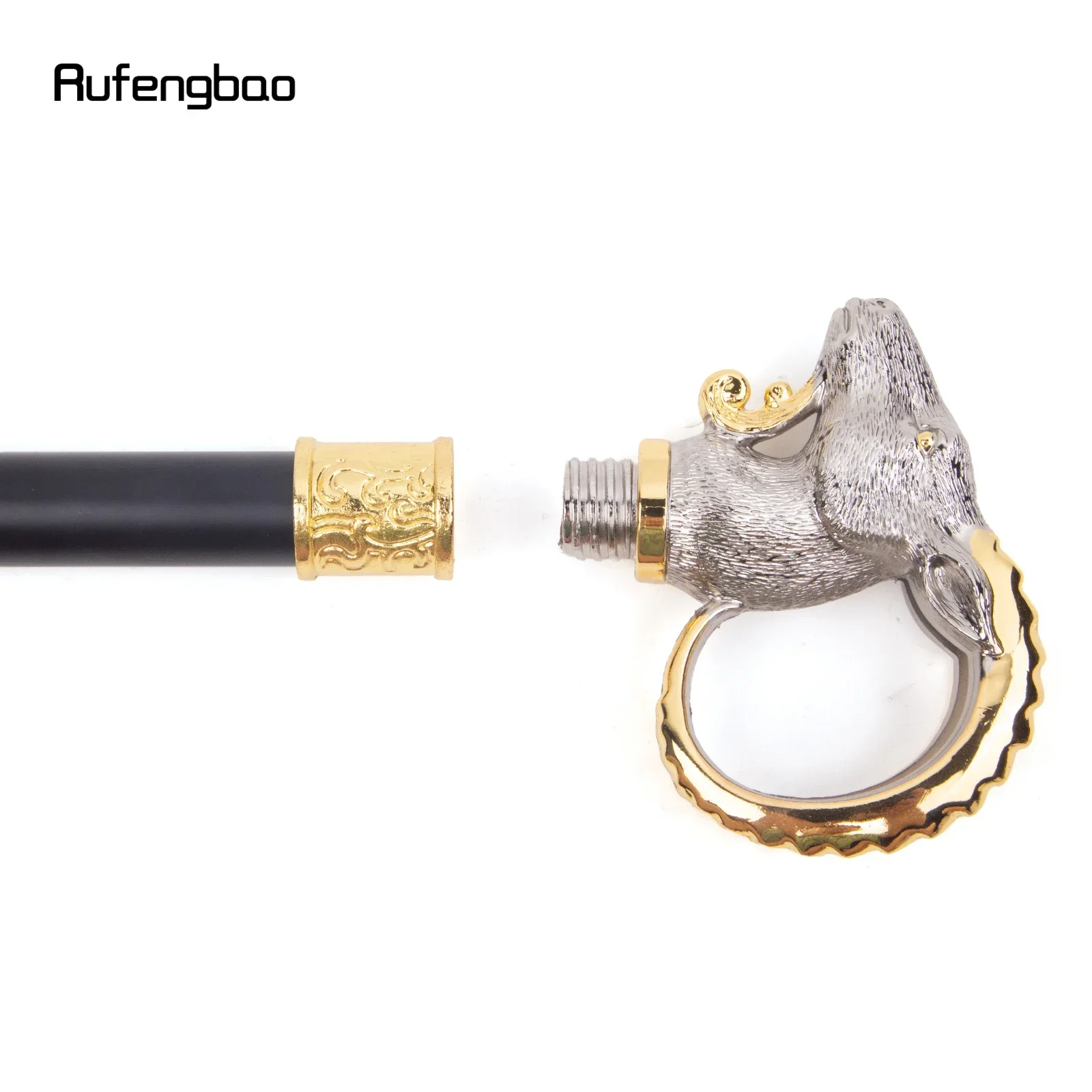 White Golden Goat Sheep Animal Single Joint Fashion Walking Stick Decorative Cospaly Party Walking Cane Halloween Crosier 91cm