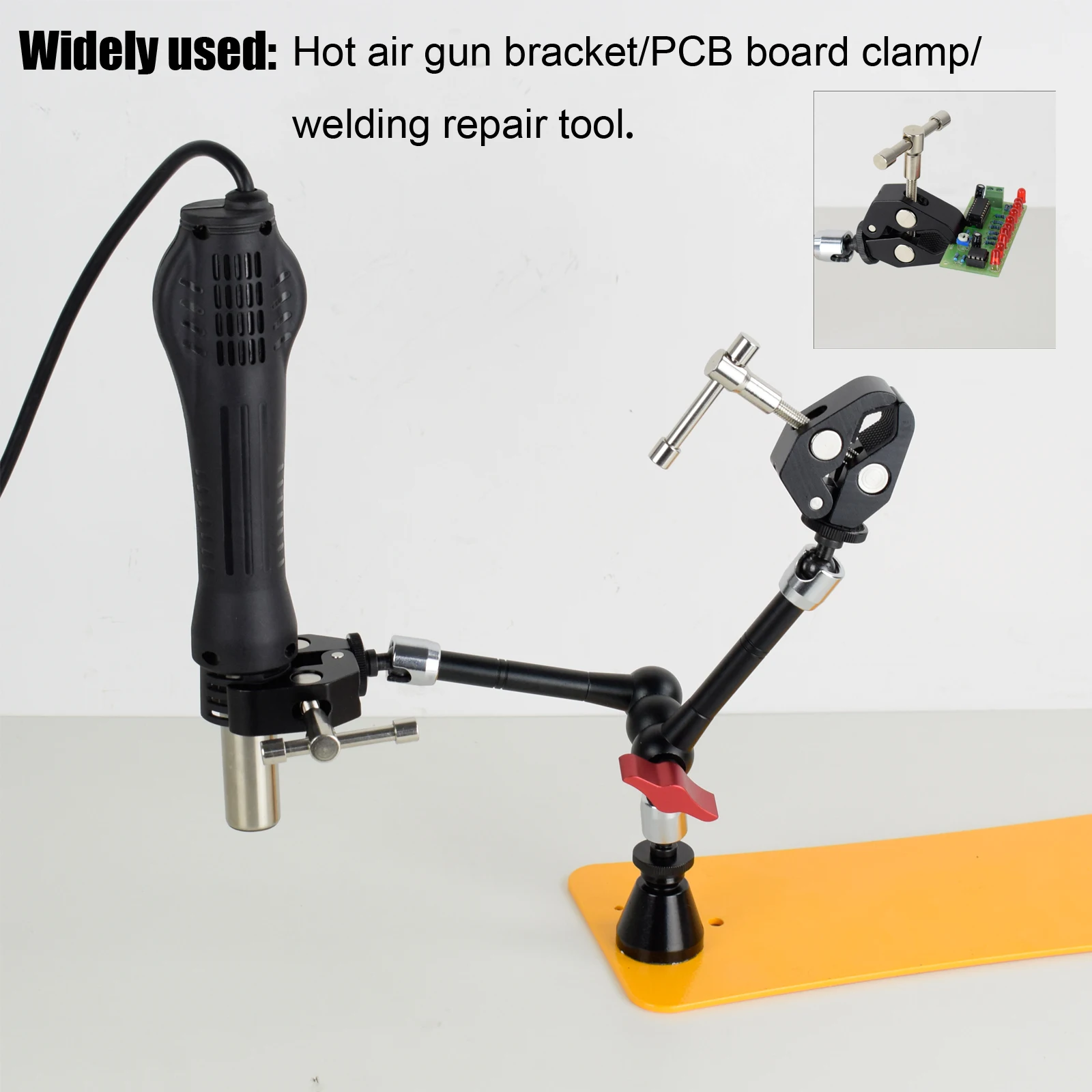 Toolour Helping Hands Soldering Clamp with Magnetic Base/Table Clip Flexible Articulating Arms Magic PCB Clip for Hot Air Gun