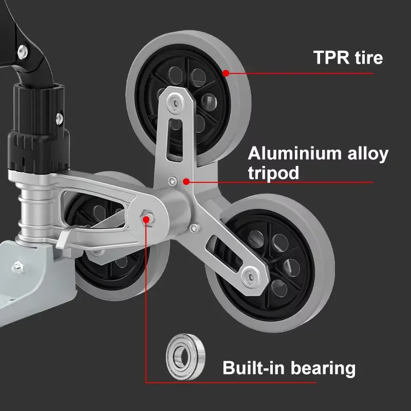 Aluminum Hand Truck 154 lb Capacity Heavy Duty Two-Wheeled TPR Wheels Folding Type Stair Climbing Cart Convertible Dolly