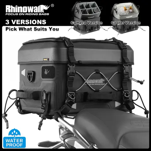 Rhinowalk Motorcycle Tail Bag Waterproof 36L Camera Or Cooler Bag Version Hard Shell Backpack Fortress Series Rear Seat Bag