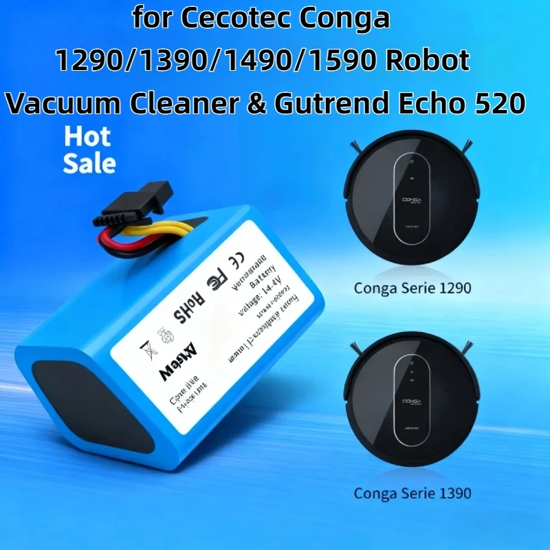 

14.4V 3500mAh Rechargeable Lithium-ion Battery –for Cecotec Conga 1290/1390/1490/1590 Robot Vacuum Cleaner & Gutrend Echo 520