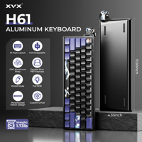 XVX H61 Aluminum Wired Mechanical Keyboard with Kanagawa Keycaps 60% Layout Hot-swappable Black Keyboard RGB Backlight