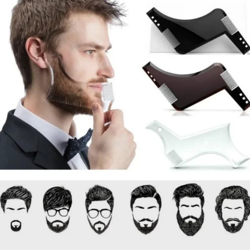 2023  Men Beard Template StylingTool Double Sided Beard Shaping Comb Beauty Tool Shaving Hair Removal Razor Tool for Men