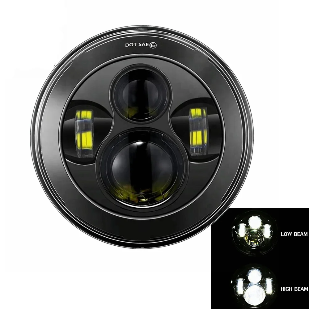 7 Inch Led Auto Koplamp Motorfiets LED Koplamp DRL Angel Eyes voor Harley Honda Yamaha Jeep Lada Niva Stedelijke Auto H4 koplamp