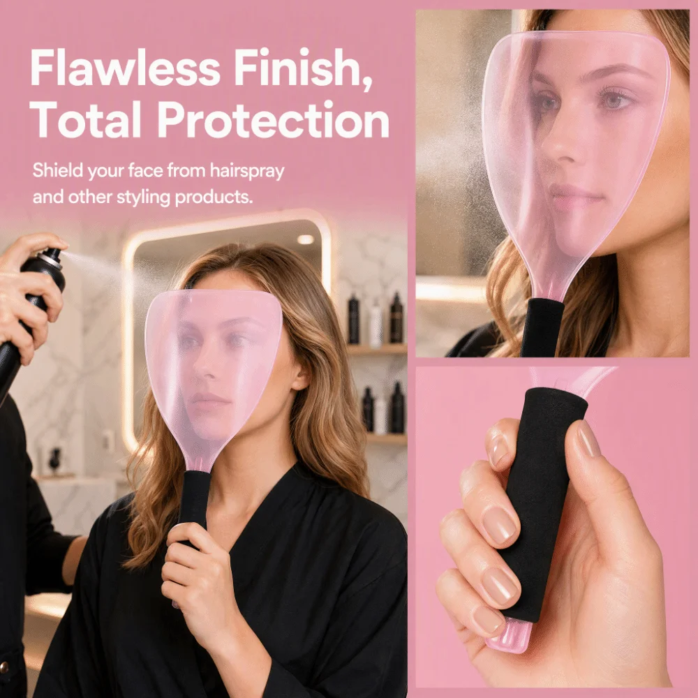 3PCS Handheld Design Face protection Reusable Practical Hairdressing Face Protector Sponge Handle Hair Cutting Face Mask