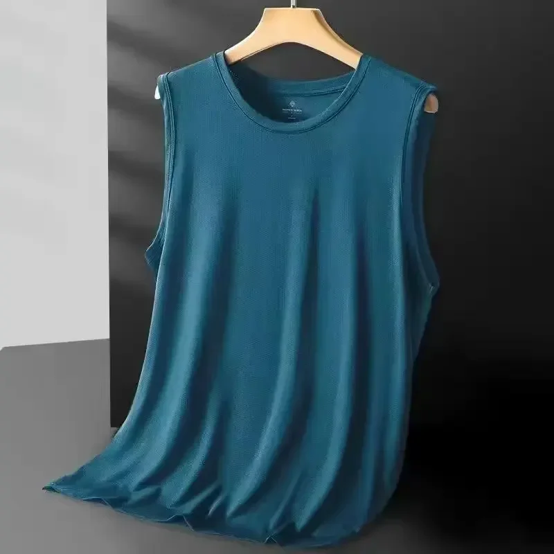 

Pop Ice Silk Vest Мужская сетчатая быстросохнущая летняя футболка без рукавов с широкими плечами размера плюс Спортивный фитнес Мужская полые плечи Ve