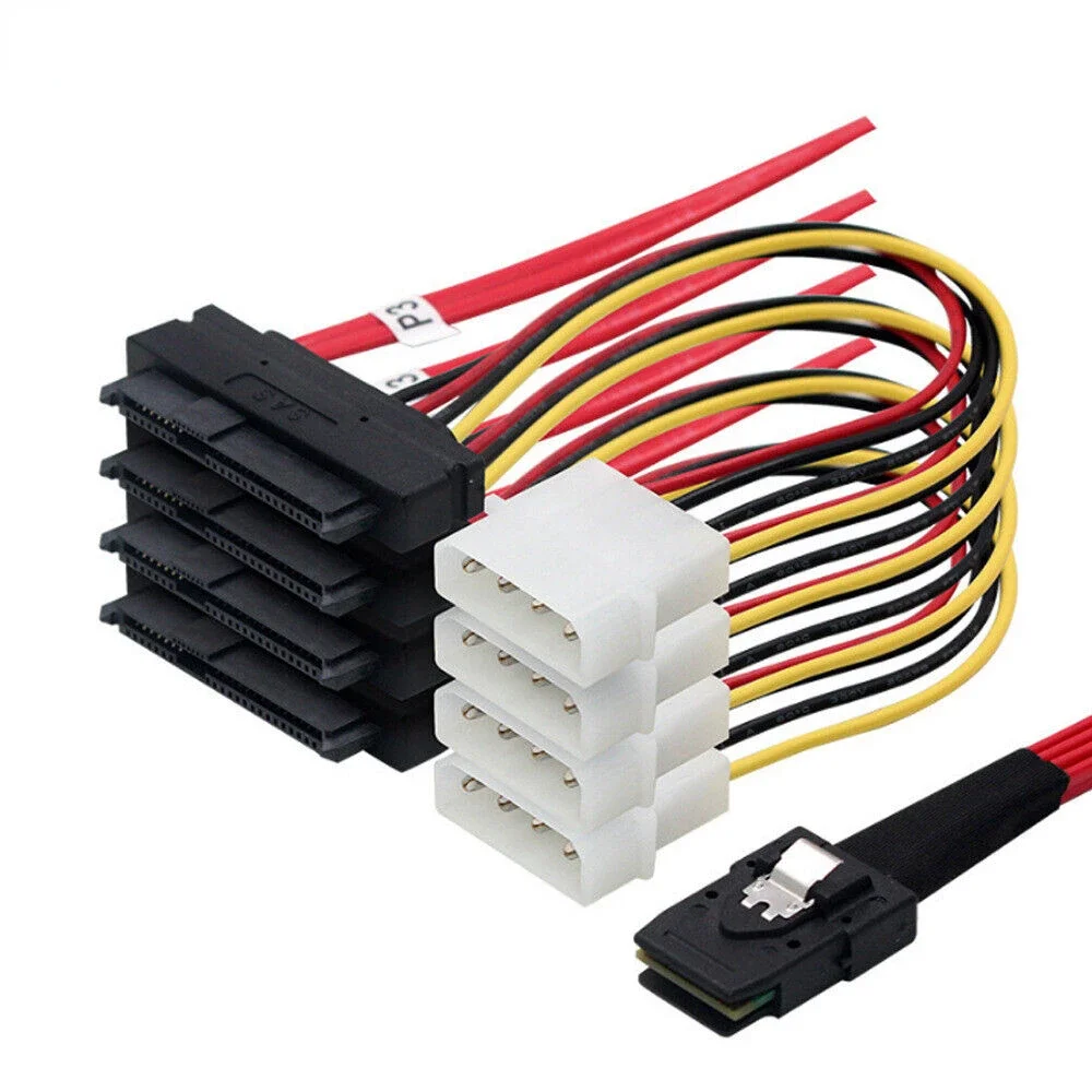 High-quality MINI SAS SFF-8087 to 4 Ports SAS 8482 connection Cable with POWER for server