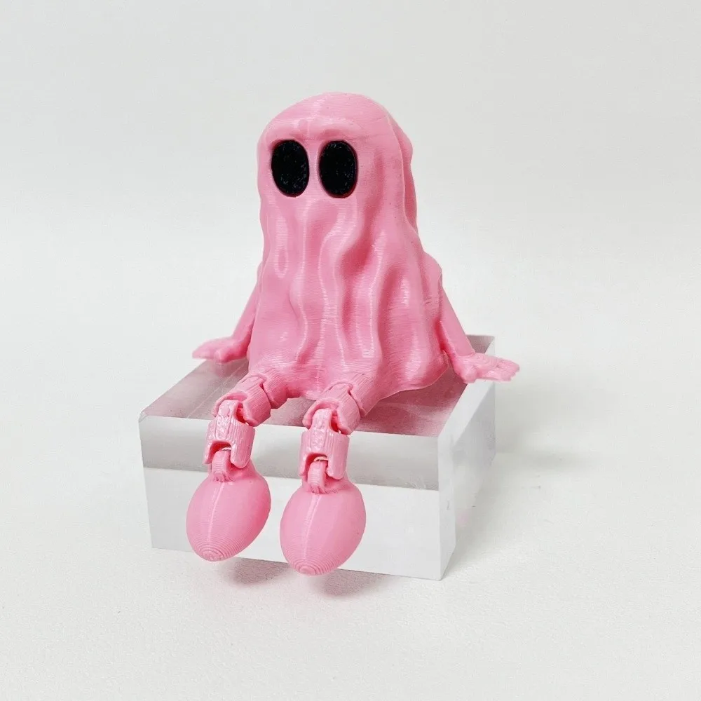 Kids Toys Mini 3D Printed Ghost Ornament PLA Movable Joints Ghost Fidget Toys Hand-Painted Ghost Statue Halloween Party Decor