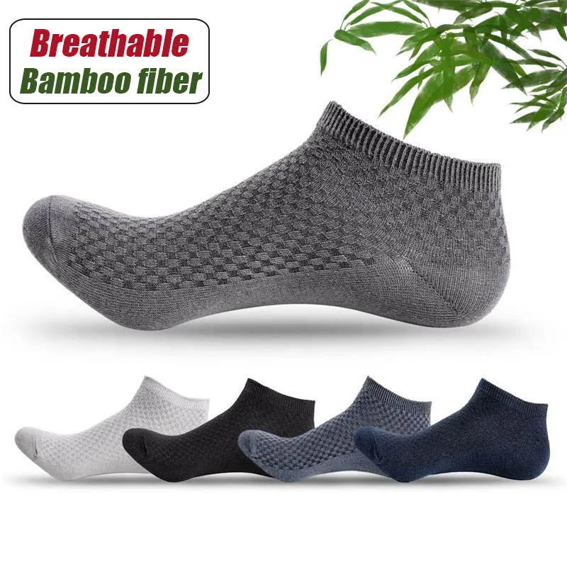 

5Pairs/Men's Bamboo Fabric Socks High Quality Bamboo Fiber Casual Socks Breathable Antibacterial Deodorant Men's Ankle SocksEU45