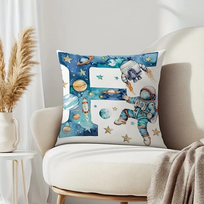 Funda de almohada de astronauta con desig de exploración space con letters para fanatici de sciences، funda de cojín