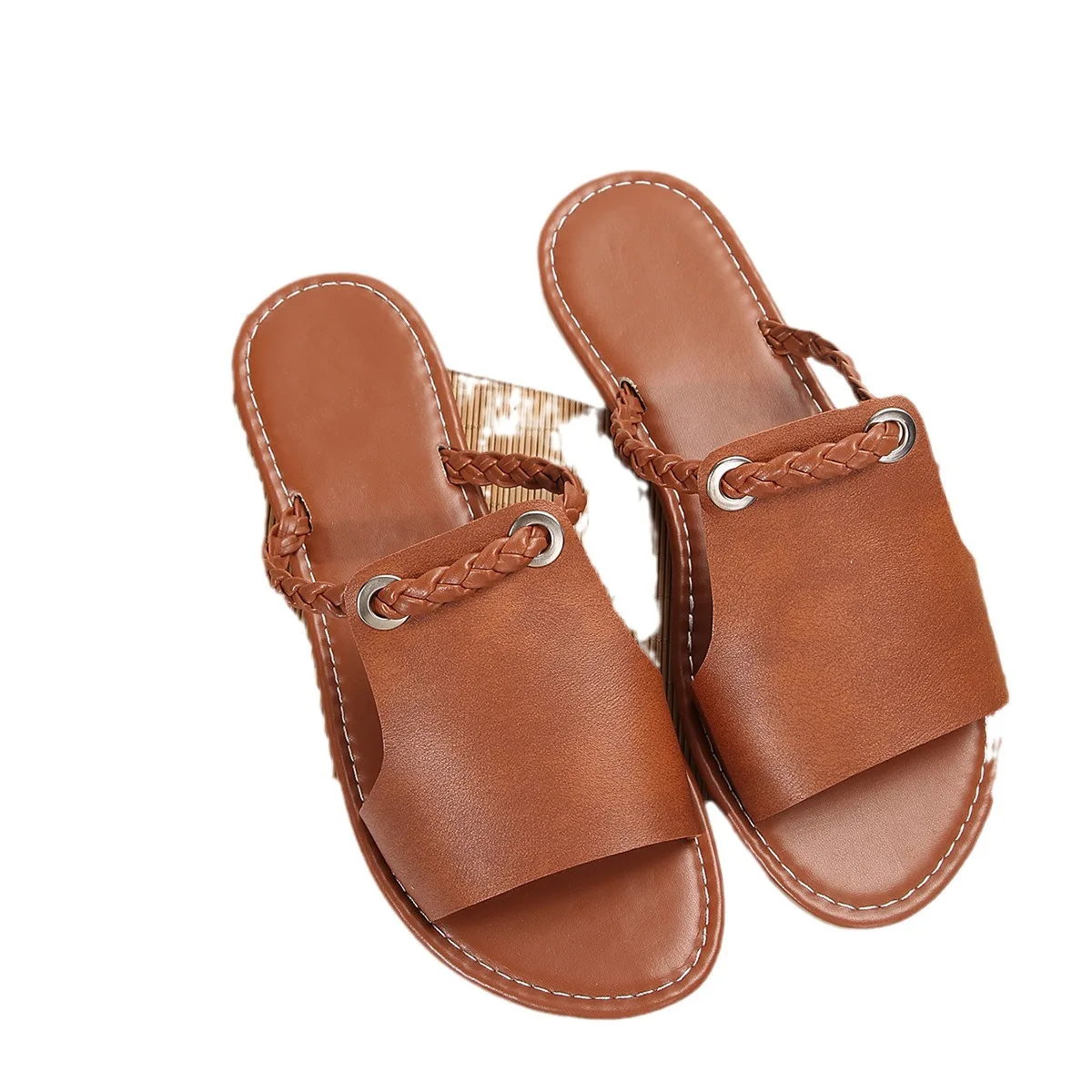 2024 New Women's Shoes Square Head Cross Flat Summer Sandals Simple Flip-flops Women Wear Slippers Beach Slippers image 5