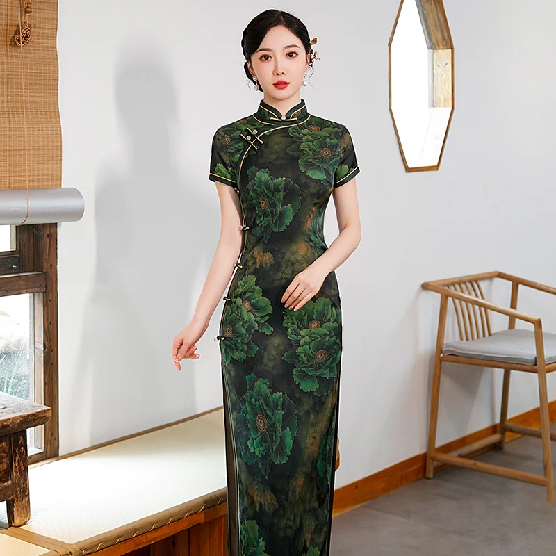 

Длинное платье с высоким разрезом в стиле ретро, элегантное, повседневное, из полиэстера, красное, от бренда House Flag Dr